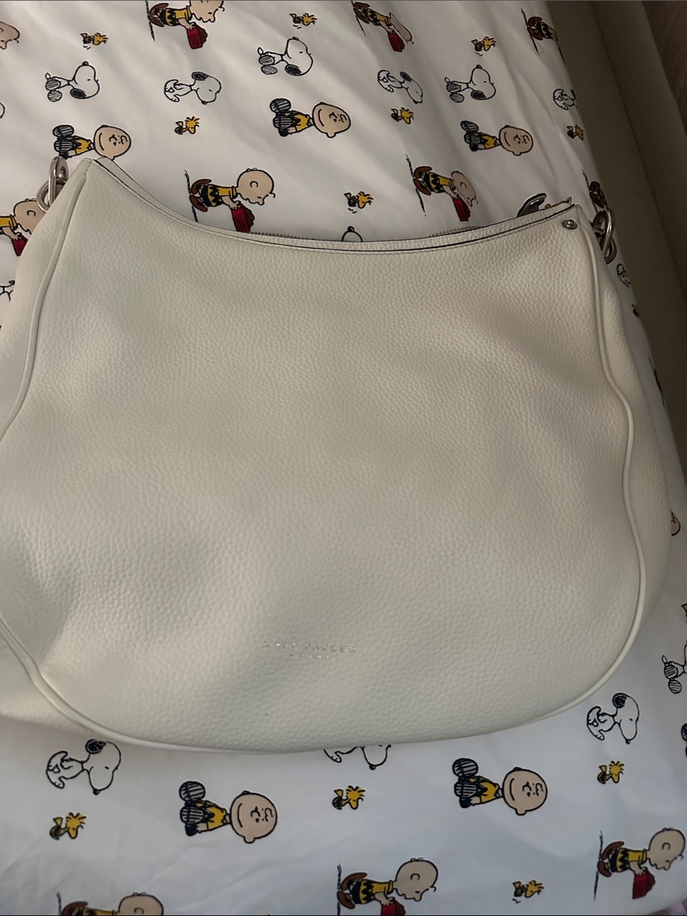 Marc Jacobs White Pebbled Leather Hobo Shoulder Bag